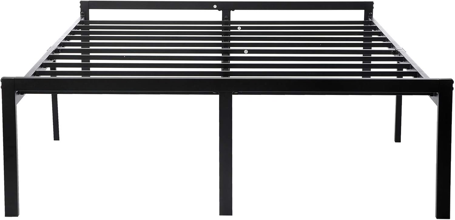zizin 16 Inch Black Bed Platform Frame with Headboard Metal Bed Frame with Footboard Strong Slat Support No Box Spring Needed (California King)