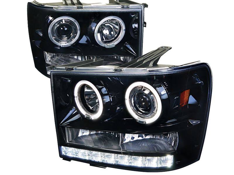 GMC Sierra 1500 Spec-D Gloss Black Halo Projector Headlights