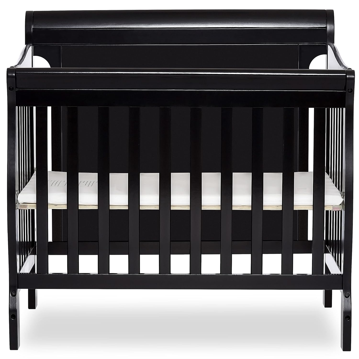 Dream On Me Aden 4-in-1 Convertible Mini Crib in Black, Greenguard Gold Certified