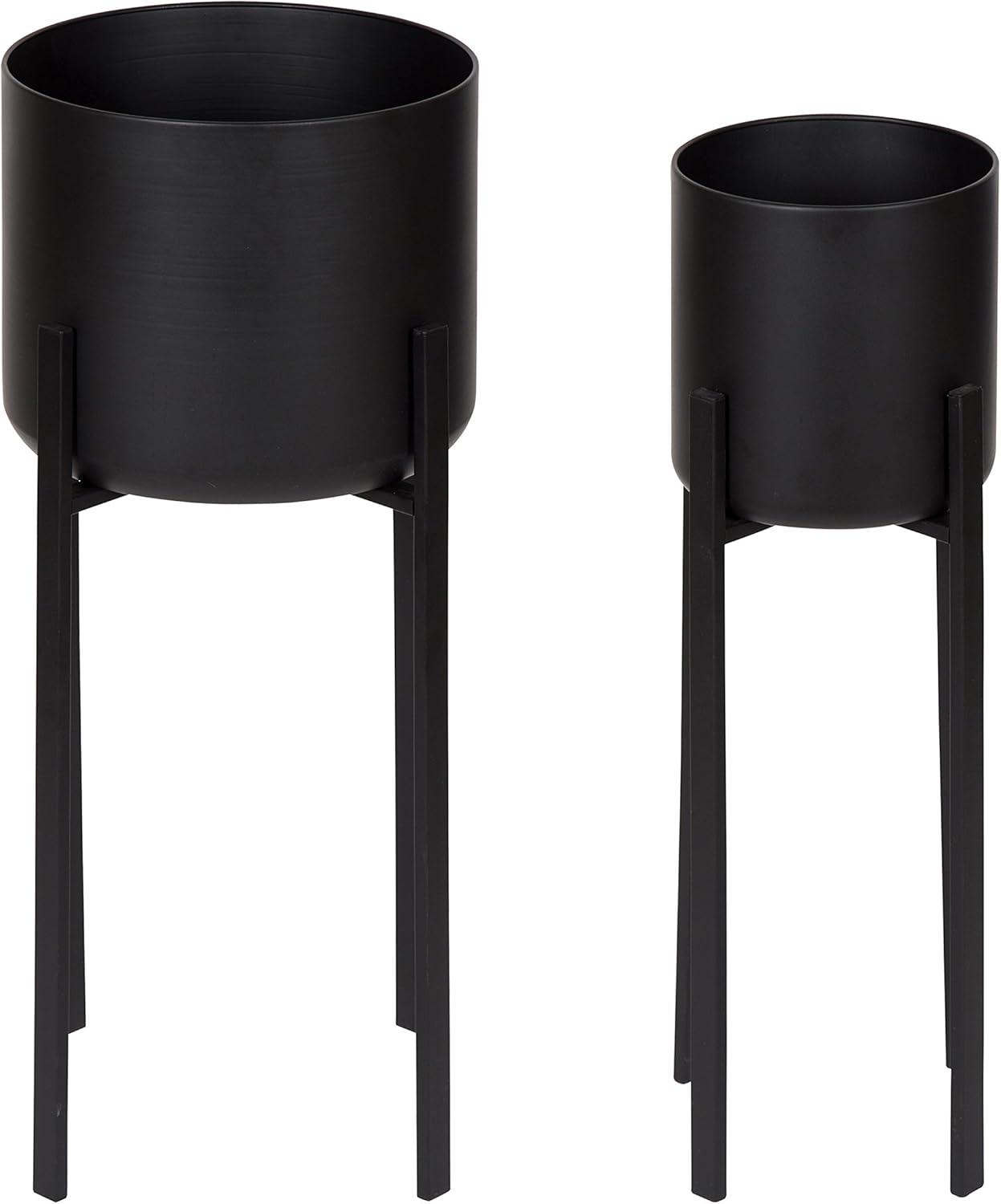 Kate and Laurel Gabi Metal Plant Stand Set, 2 Piece, Black