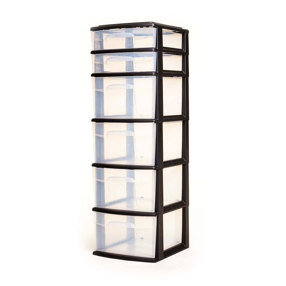 Homz Storage Cart with 6 Drawers in Black