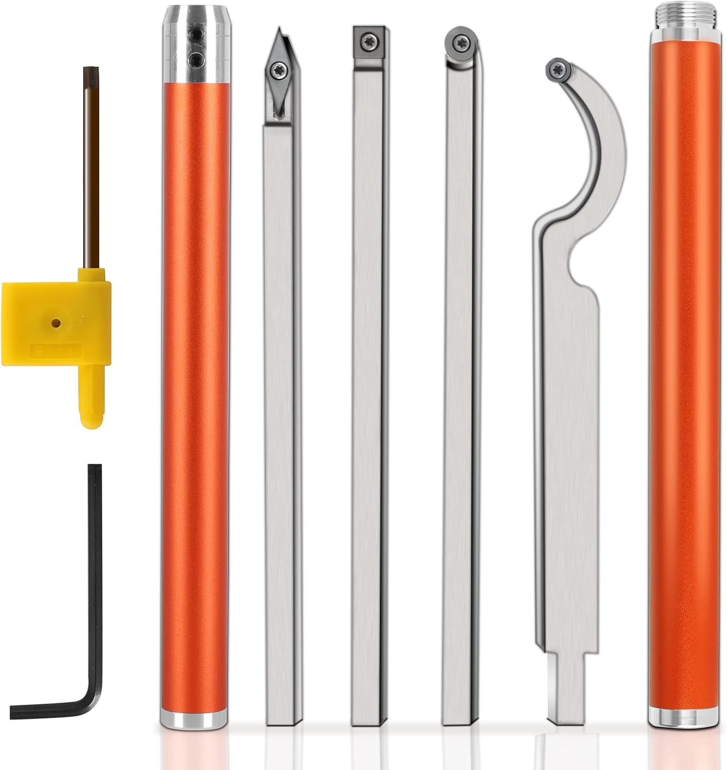 Lifancy Carbide Turning Tools, 8 pcs Wood Turning Tools for Lathe, Swan Neck Hollower, Rougher, Finisher, detachable alloy handle, Carbide Lathe Tools