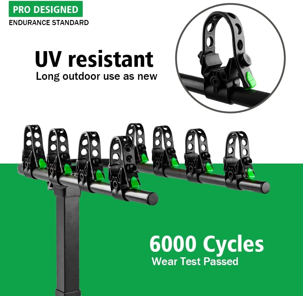 AUREOLE Bike Rack for Car,4 Bike Hitch Racks with 2-Inch Receiver,Bicycle Carrier Racks Hitch Mount Double Foldable Rack for Cars, Trucks, SUV's and Minivans-4 Bike