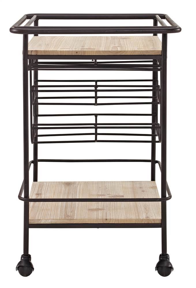 Linon Metal and Wood Wine Bar Cart Black, Wood