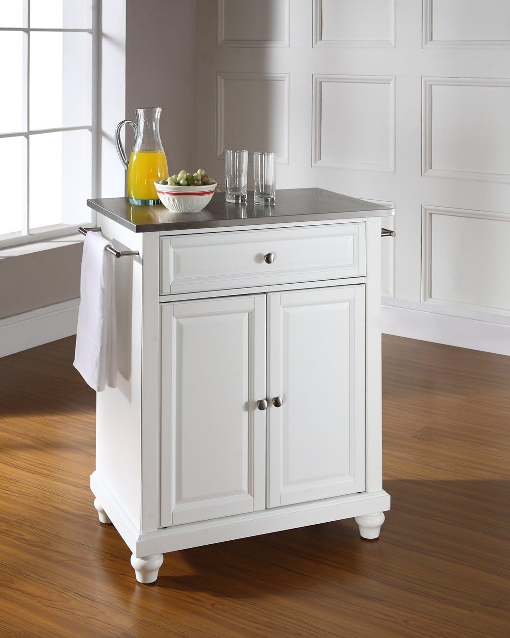 Crosley Furniture Cambridge Compact Kitchen Island with Solid Gray Granite Top, Mahogany