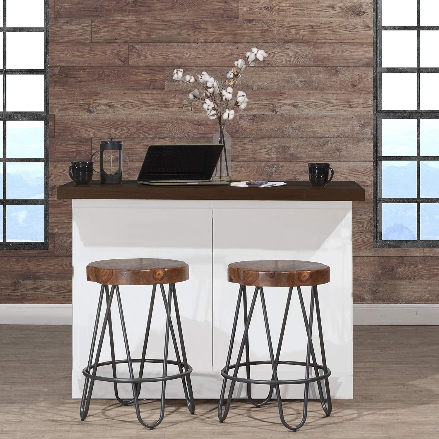 Hillsdale Pembra Backless Wood Counter Height Stool, Natural Sheesham