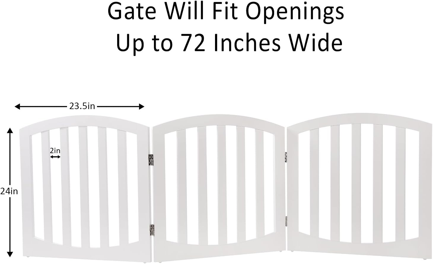 Arf Pets Free Standing Wood Dog Gate, Step Over Pet Fence, Foldable, Adjustable - White Pack of 2