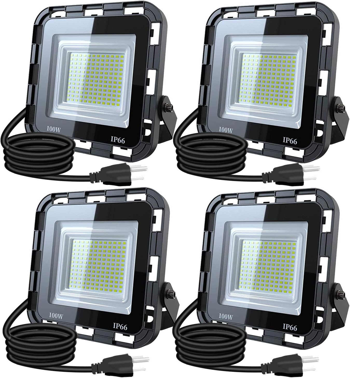4 Pack 100W RGB LED Flood Light Color Changing Flood Lights with Remote IP66 Waterproof Outdooor Floodlight Dimmable Strobe Uplighting Indoor for Stage, Party, Wall Wash, Landscape, Garden