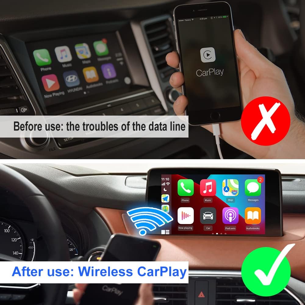 2022 Wireless CarPlay Adapter Dongle CarlinKit 2.0 Wired to Wireless CarPlay Adapter/Wireless CarPlay USB Dongle, Compatible with Factory CarPlay Cars