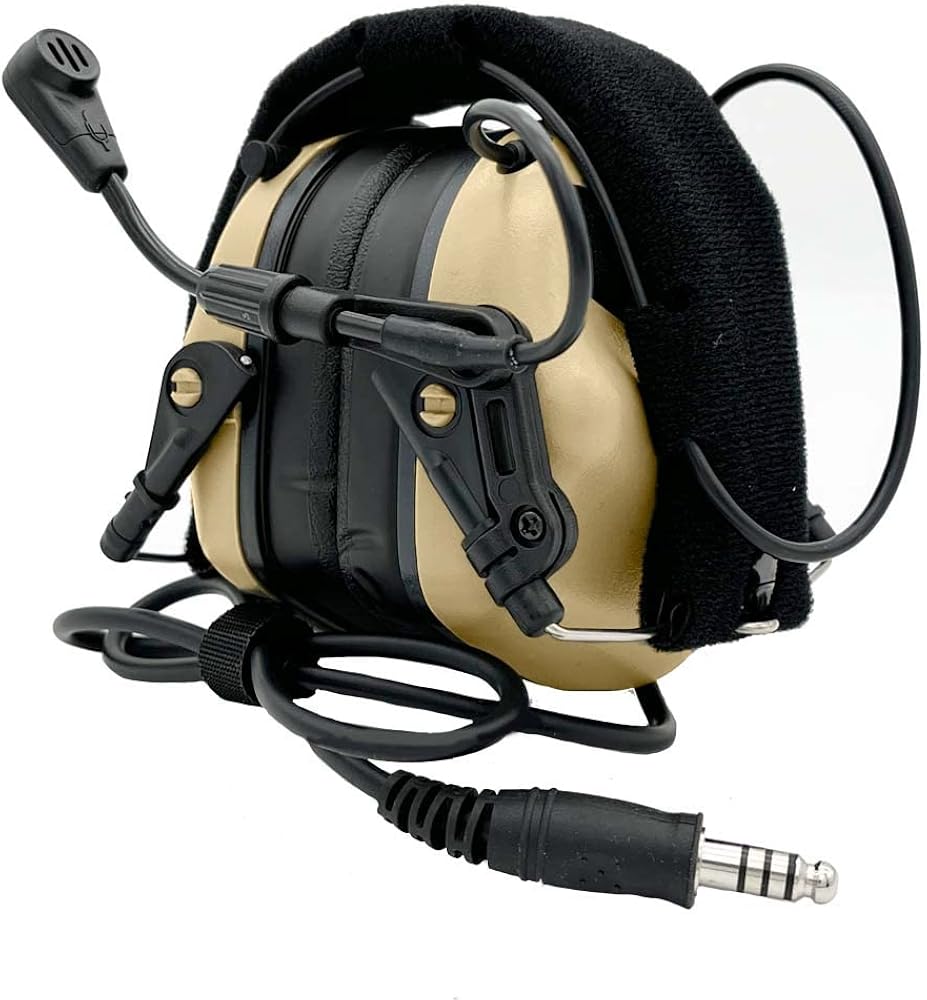 EARMOR Tactical Headset Hunting & Shooting Earmuffs with Microphone, Sound Amplification, Nato TP120 Jacket, Tan