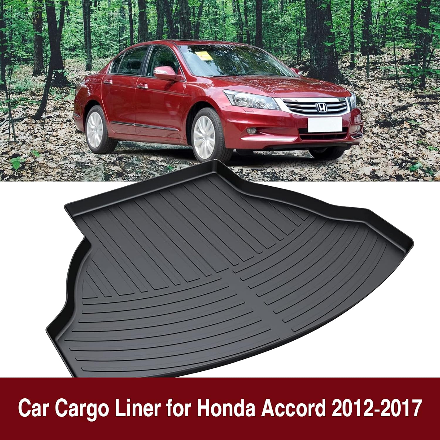Cargo Liner Car Trunk Tray Mat for Honda Accord 2012 -2017 Protector Cover in Heavy Duty Waterproof Anti-Slip Black