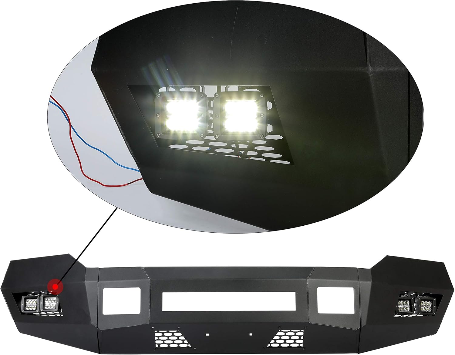 ECOTRIC 3-Piece Modular Front Bumper Compatible With 2011-2016 Ford F250 F350 Super Duty w/ LED Lights - You will receive 2 packages