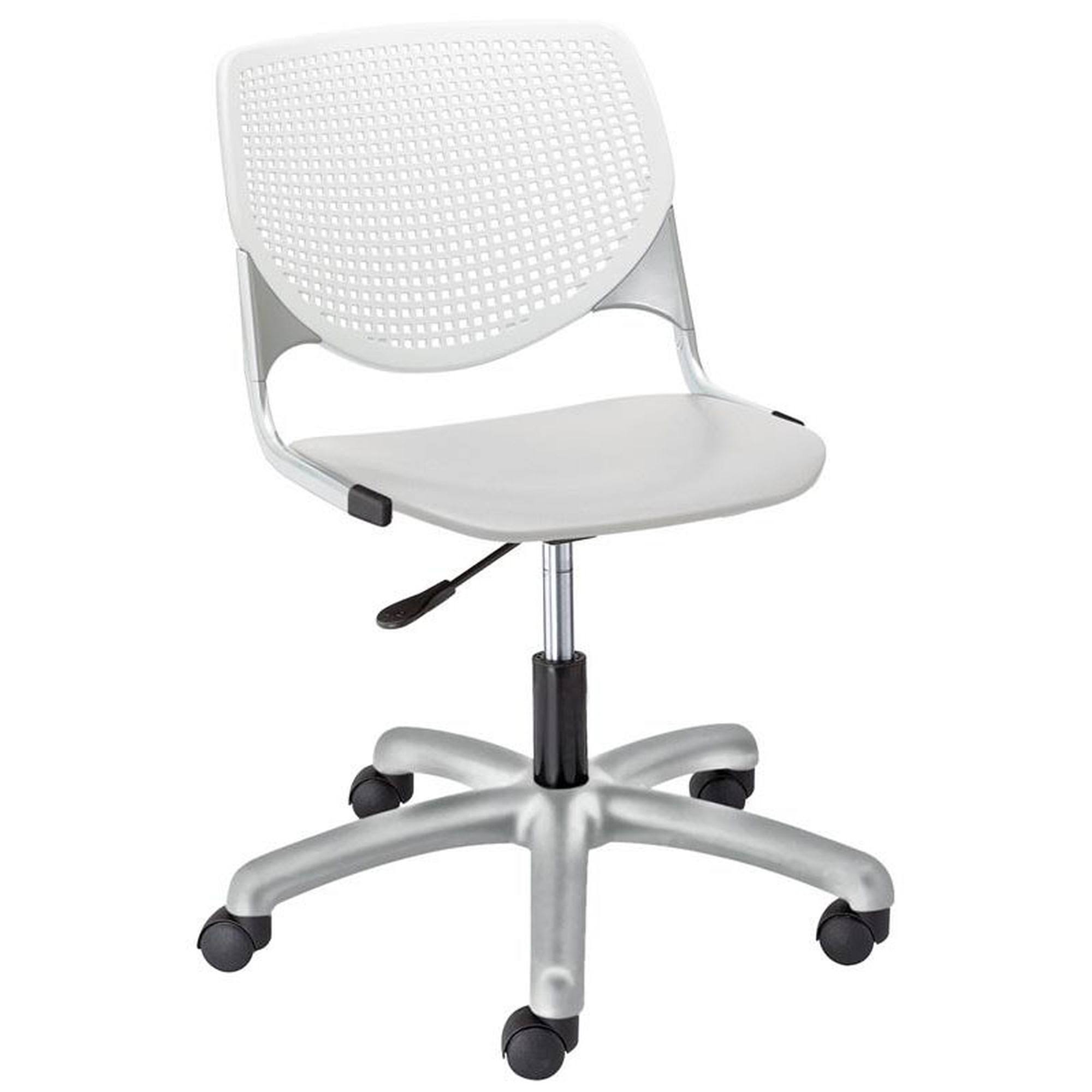 KFI Kool Poly Task Chair, White BACK, Light Grey Seat