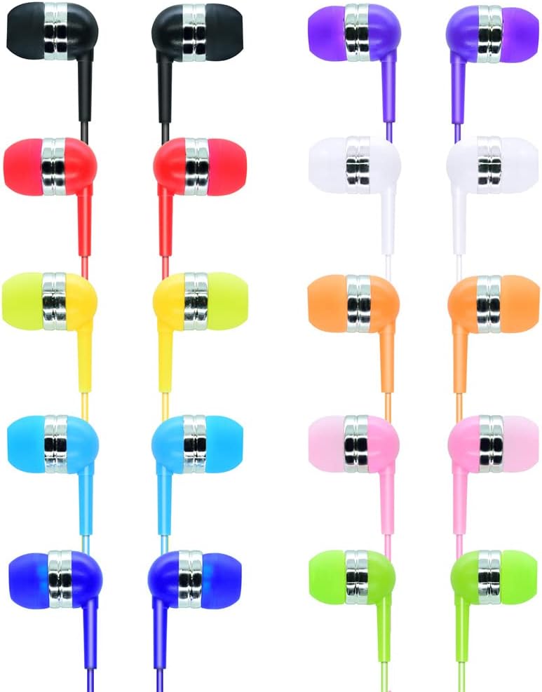 Bulk Earbuds 50 Pack for Classroom,ZNXZXP Wholesale Earbuds Headphones Earphones for Kids,Individually Bagged,Perfect for Students,Schools,Hospitals,Hotels,Library,Museums,Multi Colored