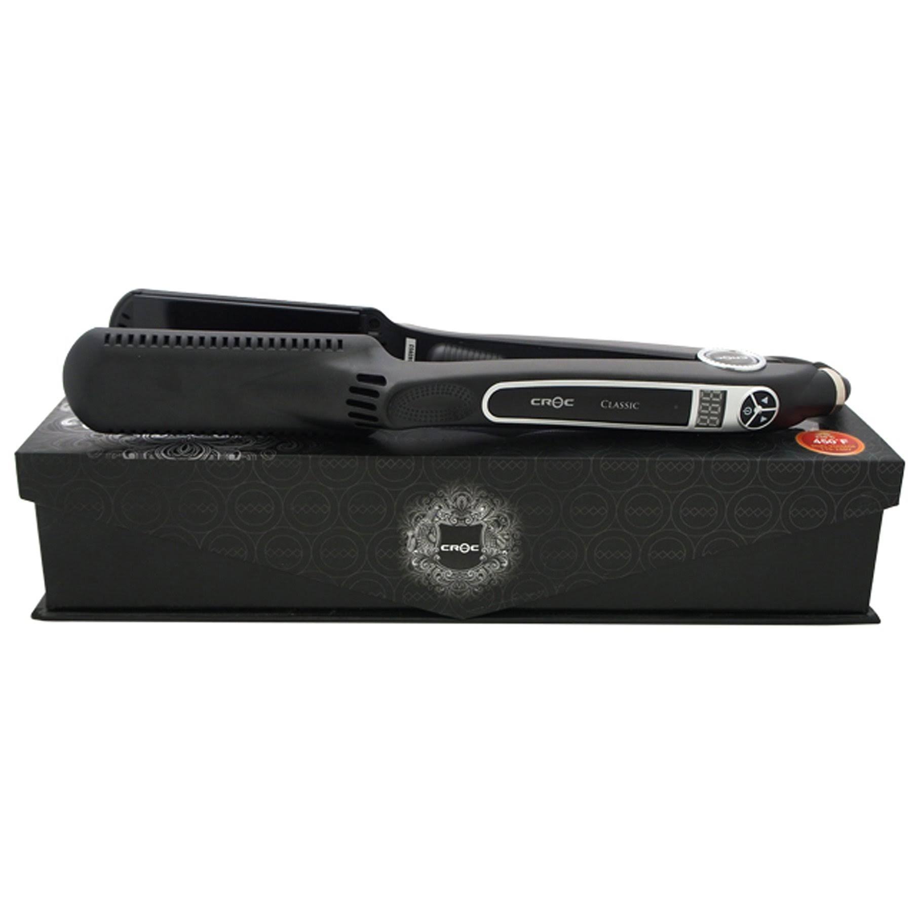 Croc Classic Titanium Digital Salon Ceramic Flat Hair Iron, Black, 1.5&&