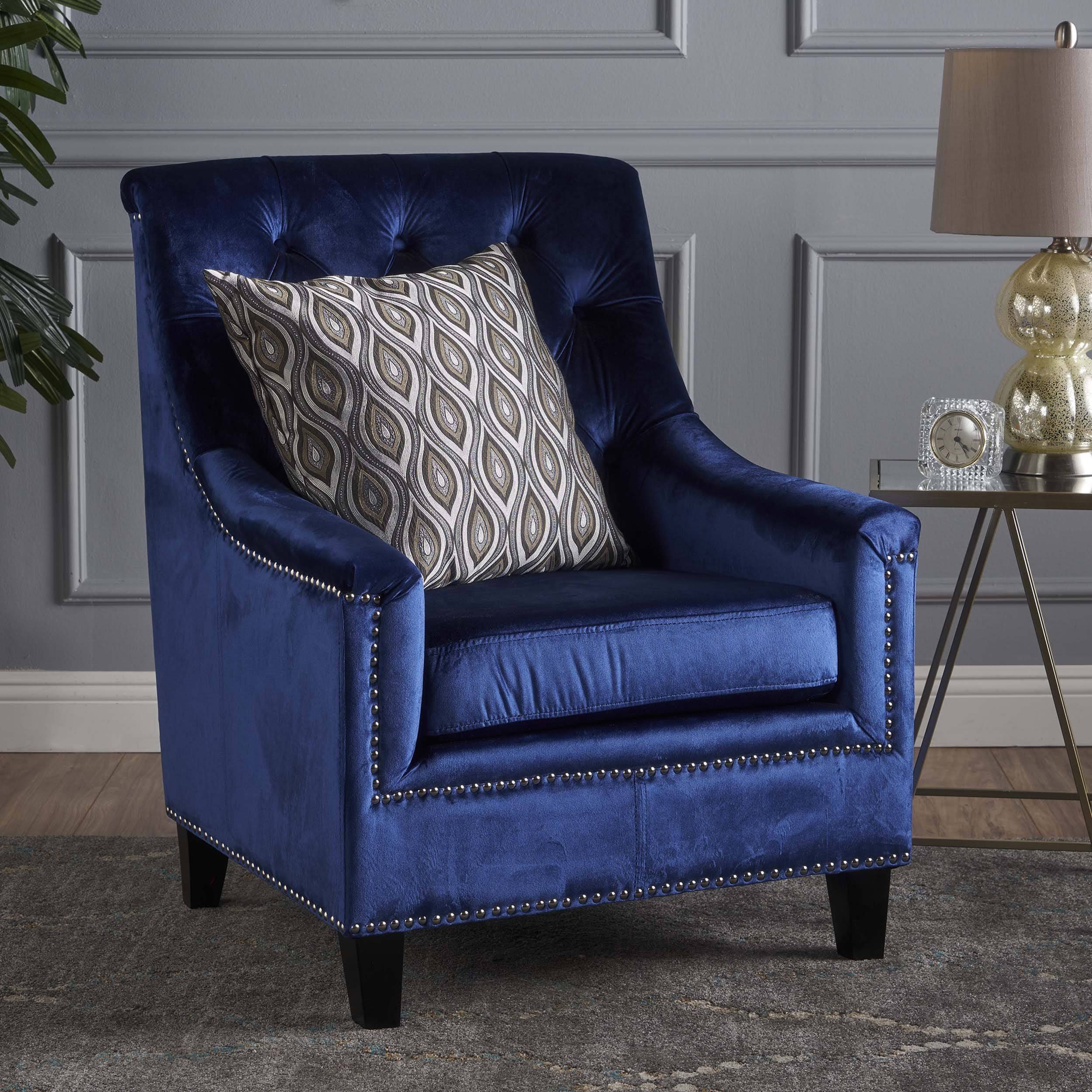 Christopher Knight Home 301348 Jaclyn Arm Chair, Navy Blue + Natural