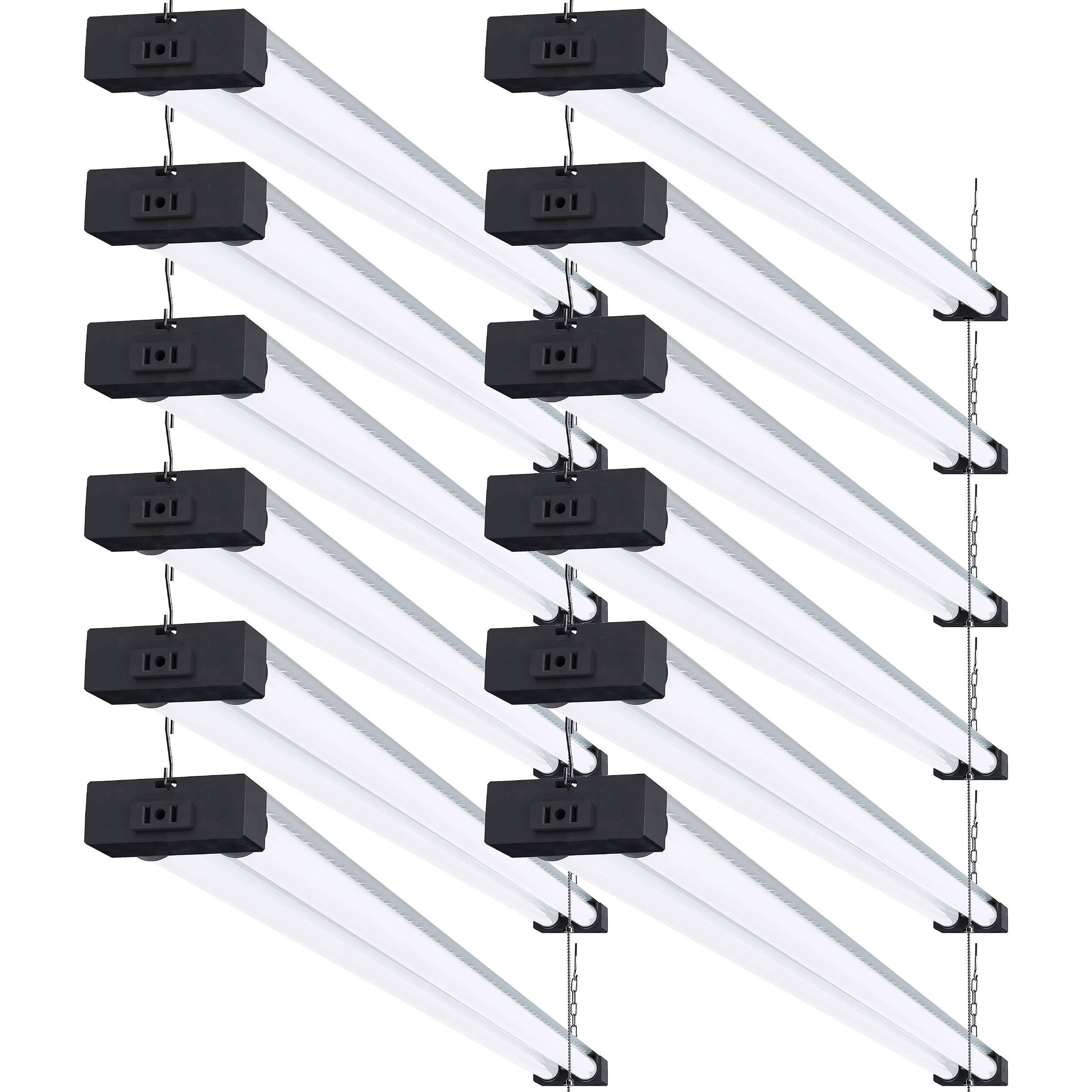 Sunco Lighting 12 Pack Industrial LED Shop Light, 4 ft, Linkable Integrated T8 Fixture, 40w\x3d260w, 6000K Daylight Deluxe, 4000 - Ajnaraintegrity