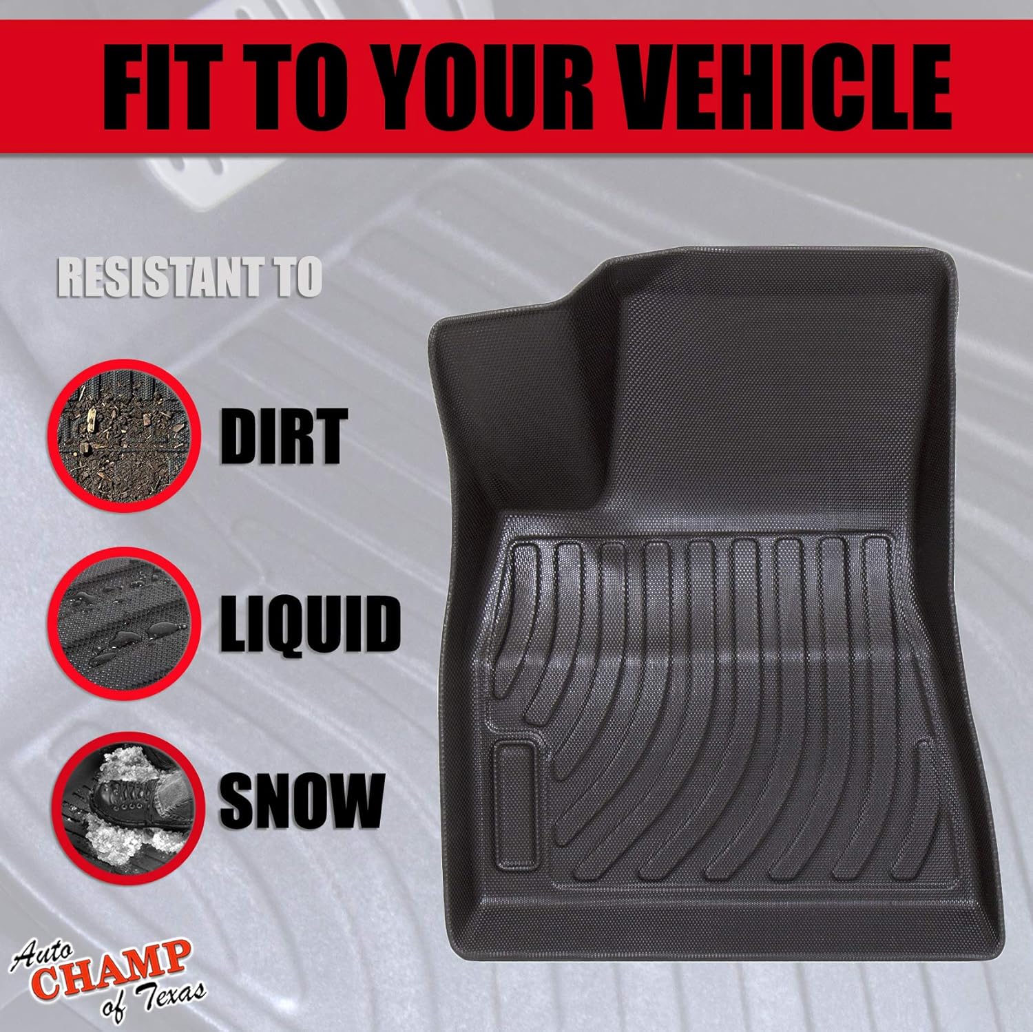 Auto Champ - All Weather Floor Mats for 2016-2021 Tesla Model 3 - Front & Rear All Season Mats - Waterproof (1st & 2nd Row Black)