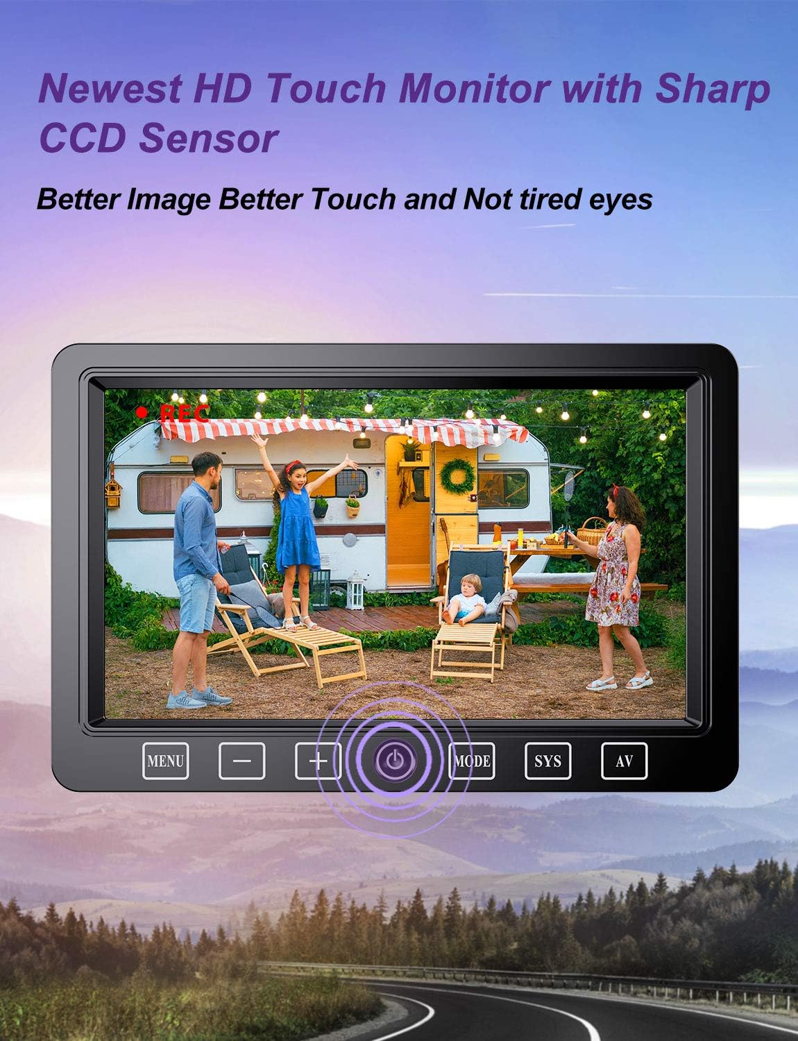 eRapta Backup Camera System 3.0 Touch AHD Monitor View RV Camera Kit DVR Split Screen IP69 Waterproof Backing Up Camera for Truck/ Car/ Trailer/ Bus/ Motorhome/ Camper, EHD1