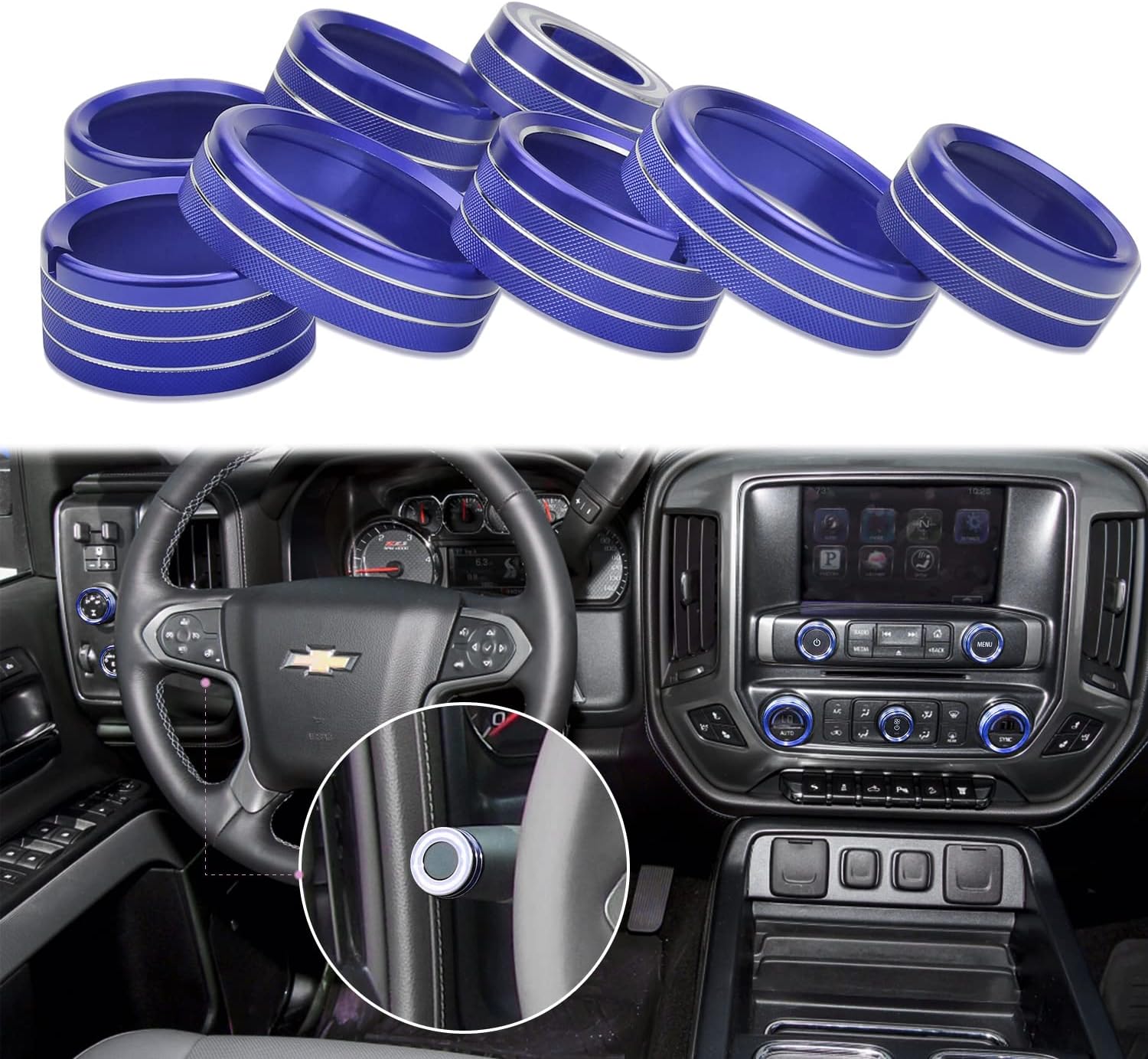 for 2014-2018 Chevy Silverado Knob Cover Temperature Control Volume Radio Light Button Center Console Turn Signal Switch Interior Trim Accessory Compatible with 2014-2018 GMC Sierra Red 8 Pcs Pack of 2