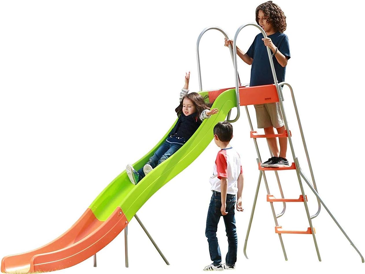 Outdoor Play Set Kids Slide: 10 ft Freestanding Climber, Swingsets, Playground Jungle Gyms Kids Love &ndash; Above Ground Pool Slide for Summer Backyard