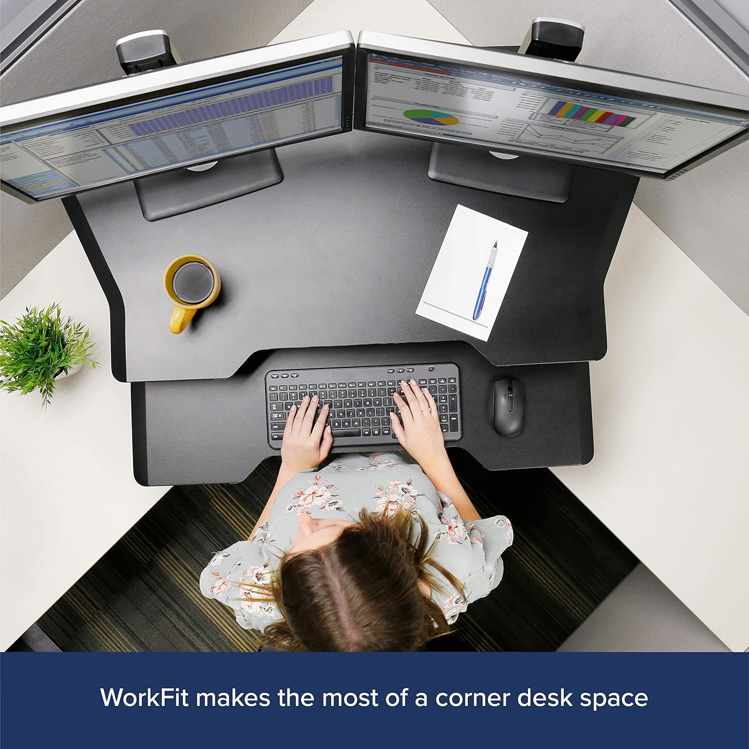 Ergotron – WorkFit Corner Standing Desk Converter - for Tabletops – 45 Inches, Black