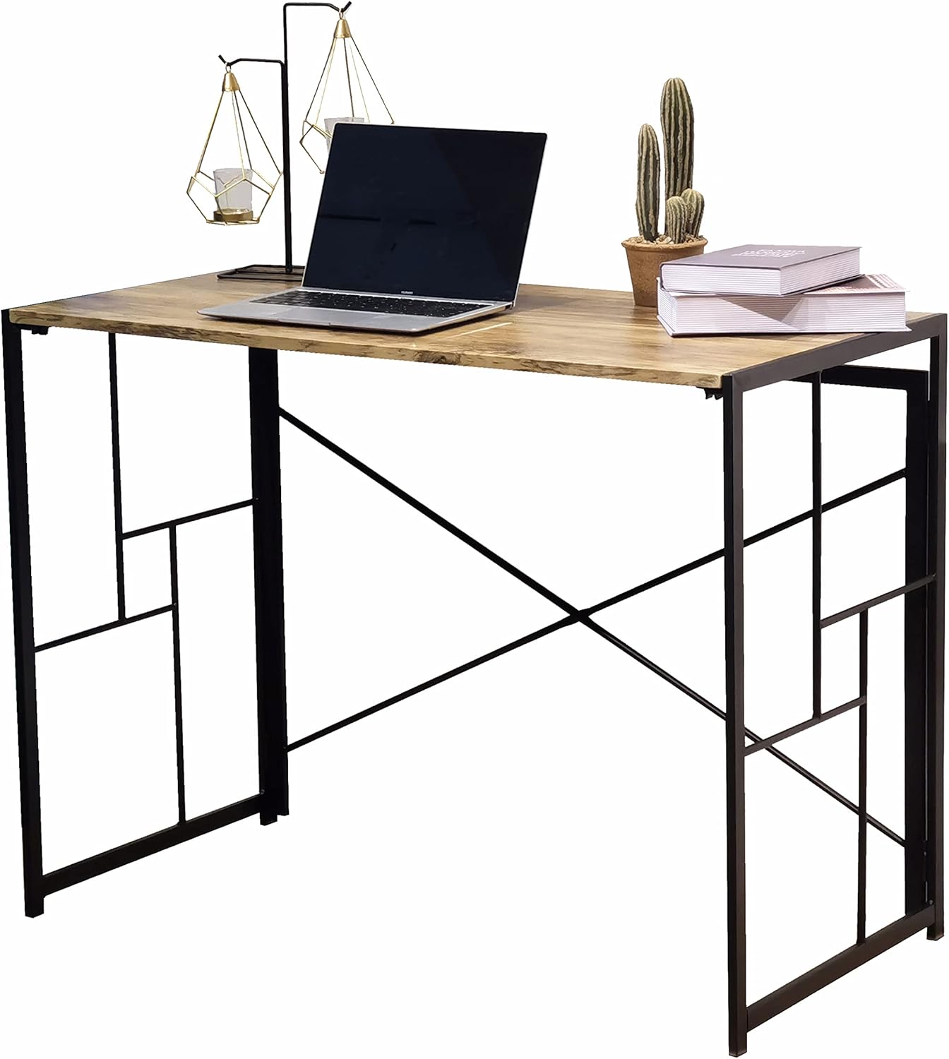 Rainbow Sophia Modern Metal X Frame Foldable Home Office Computer Desk, No Assembly Required, 39 Inch, Black Pack of 2