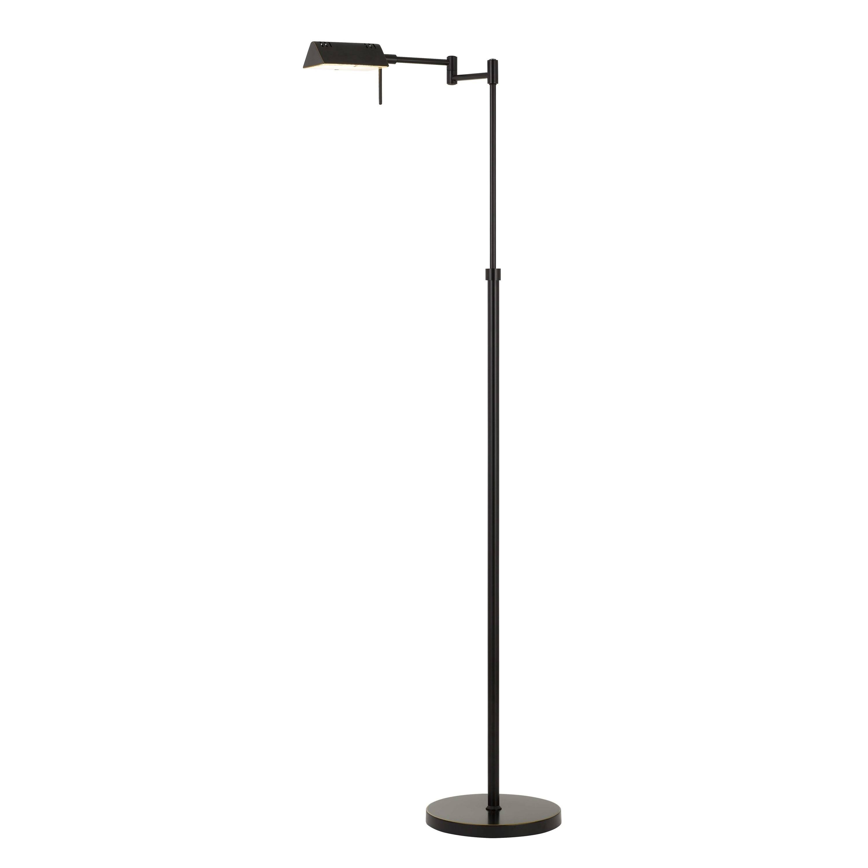 Benjara 10W LED Adjustable Metal Floor Lamp with Swing Arm, Black
