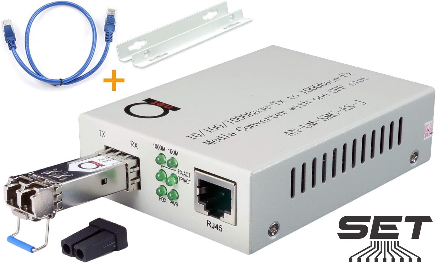 Single Mode LC Gigabit Fiber Media Converter - Includes LC SFP 20 km (12.42 Miles) LC – to UTP Cat5e Cat6 10/100/1000 RJ-45 – Auto Sensing Gigabit or Fast Ethernet Speed - Jumbo Frame - LLF Support Pack of 2