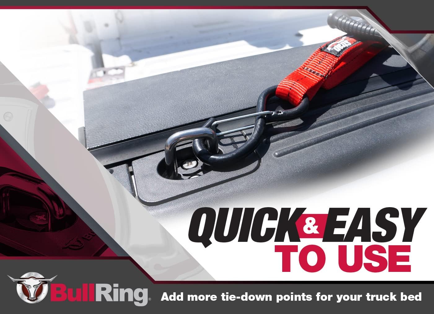 Bull Ring 4028 Ford Flush Fit Retractable Truck Bed Tie Down Anchors (Rear Only) for '98-'14 Ford F150 |&rsquo;98-&rsquo;16 Ford Super Duty (2 Pairs)