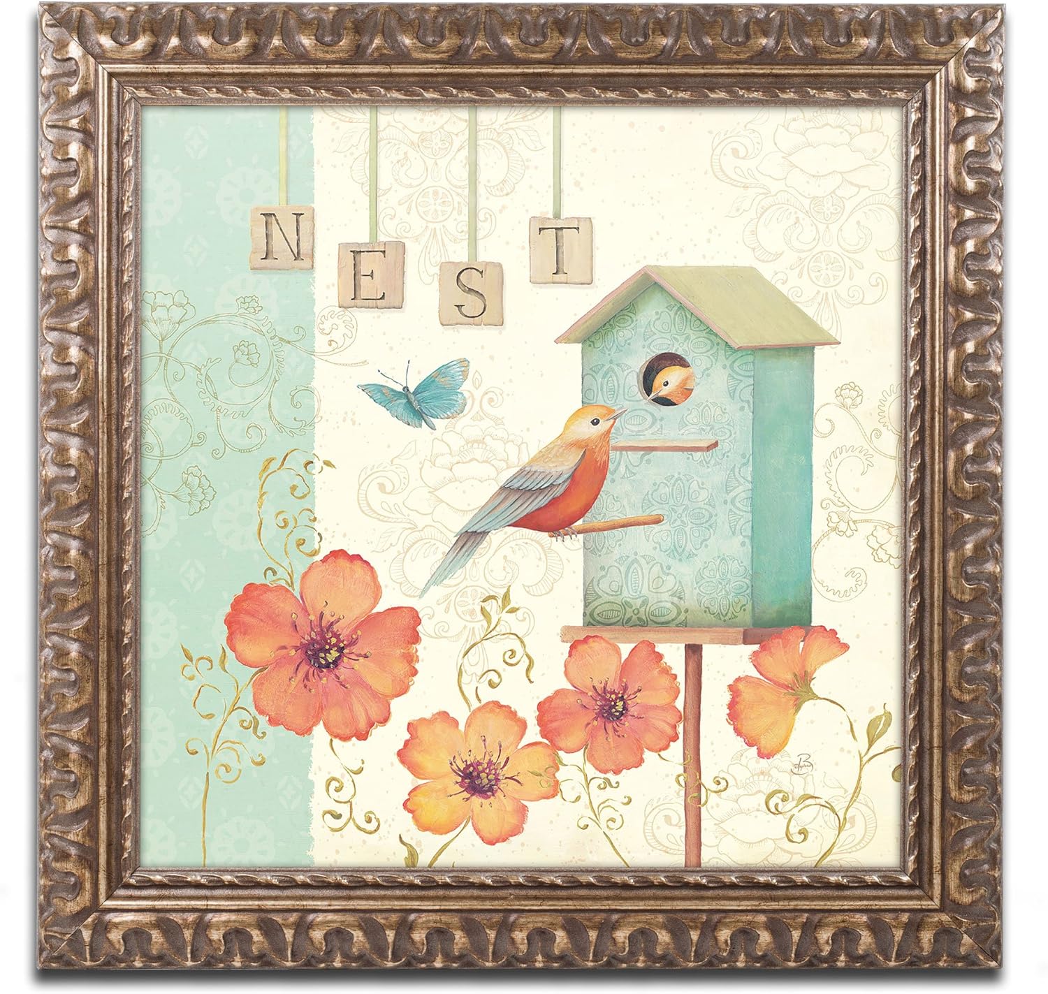 Welcome Home IV Artwork by Daphne Brissonnet, 11 by 11-Inch, Gold Ornate Frame Pack of 2