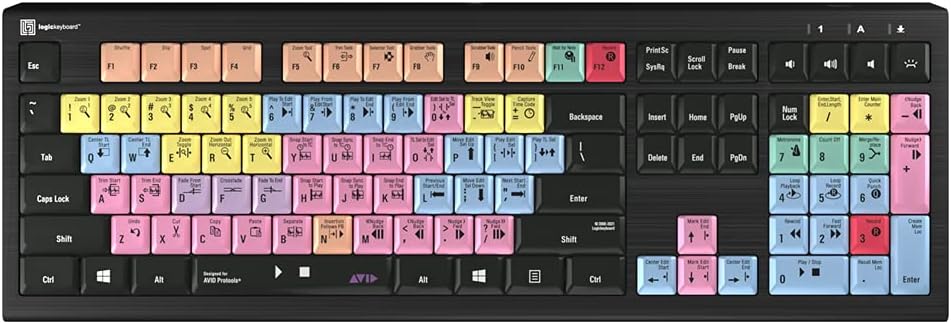 Logickeyboard Designed for Avid Pro Tools 2018 Compatible with WIN 7-11 - ASTRA 2 Backlit keyboard # LKB-PT-A2PC-US