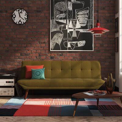 Daughtery Twin 68.5x22 Wide Tufted Back Convertible Sofa Corrigan Studio Fabric: Green