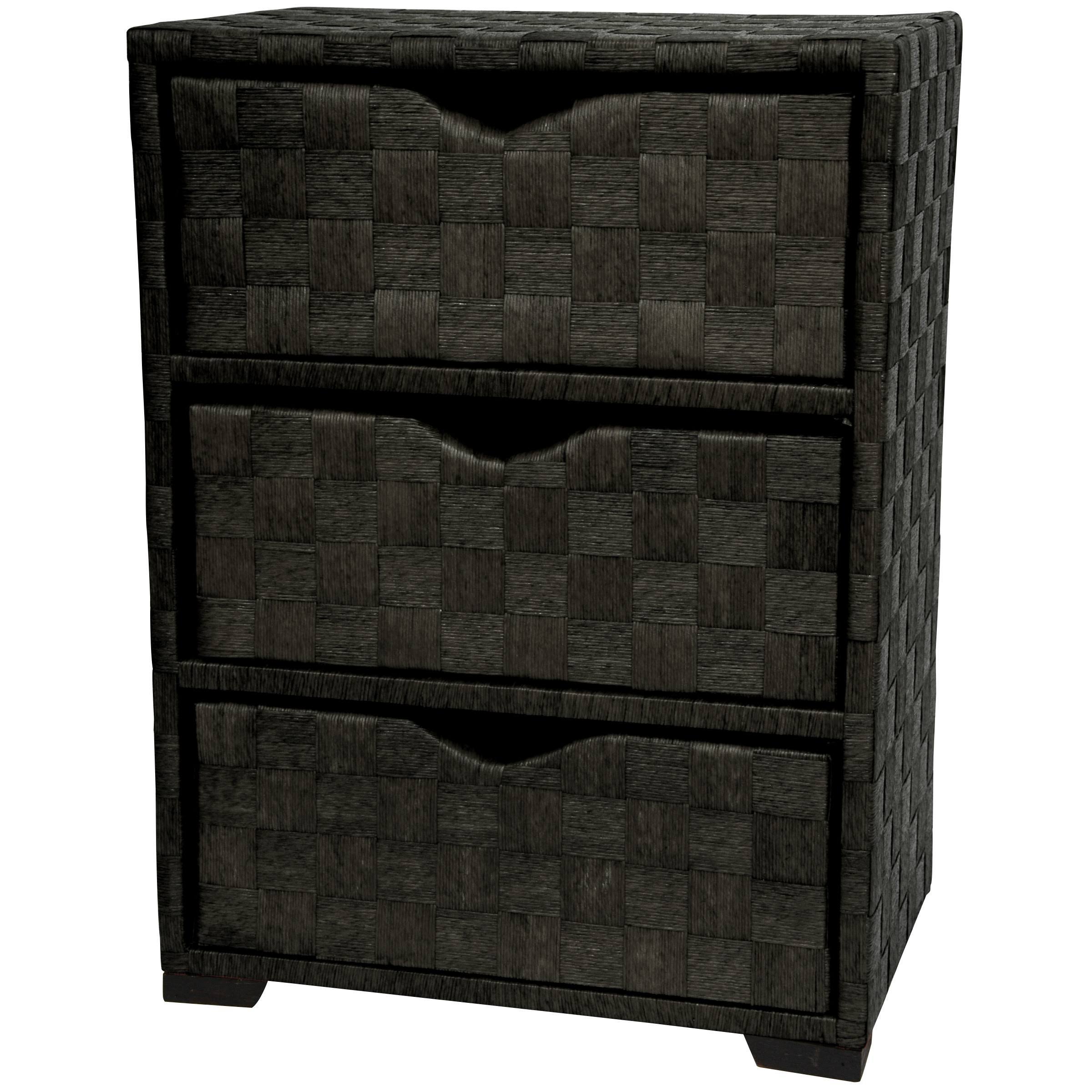 Oriental Furniture 25x22 Natural Fiber Chest of Drawers - Black