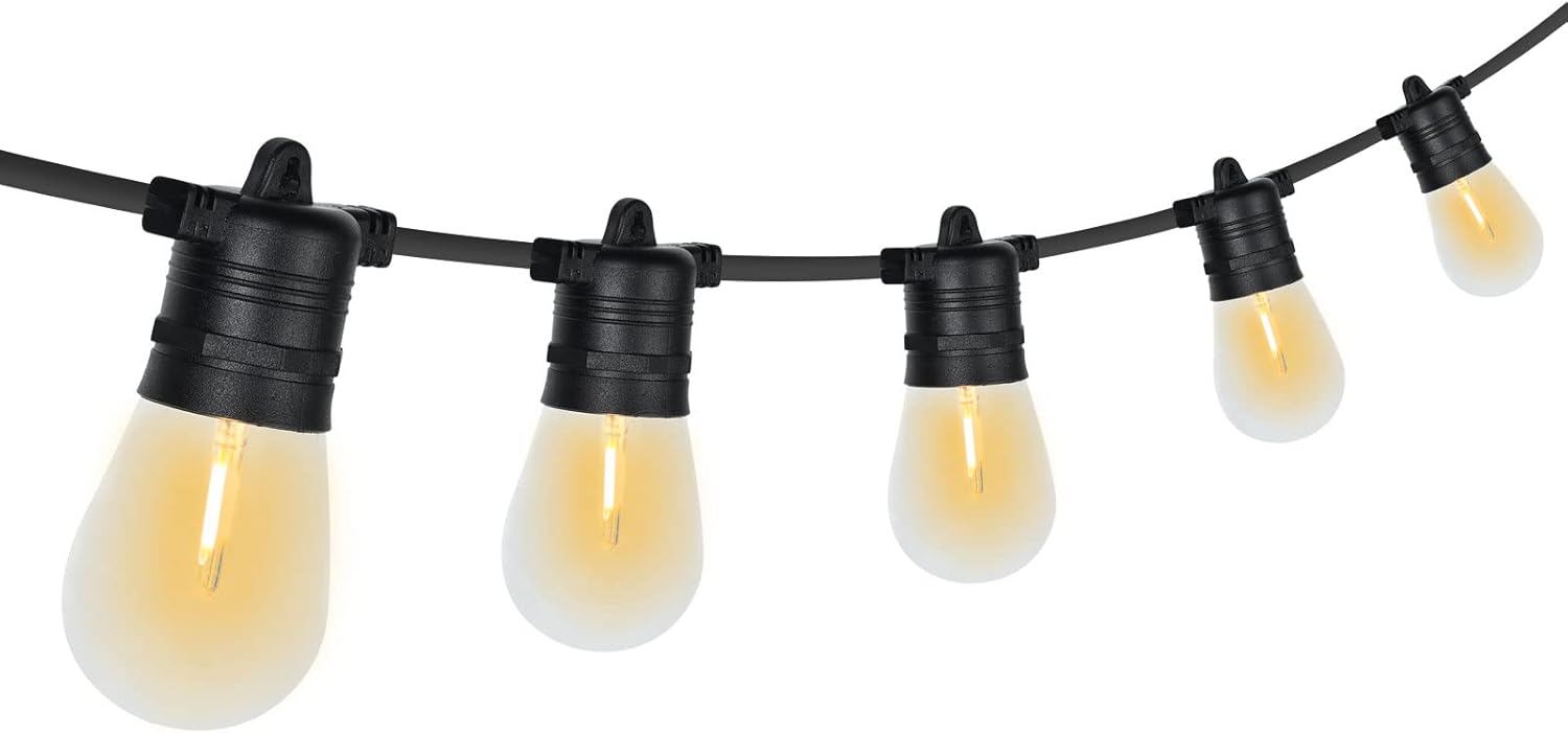 Outdoor String Lights LED100FT Waterproof IP65 Connectable Dimmable Patio Lights for Bistro Cafe Porch Party, with S14(50+3) Edison Bulb Vintage Shatterproof Bulbs E26 Sockets(50FT&times;2Pack)