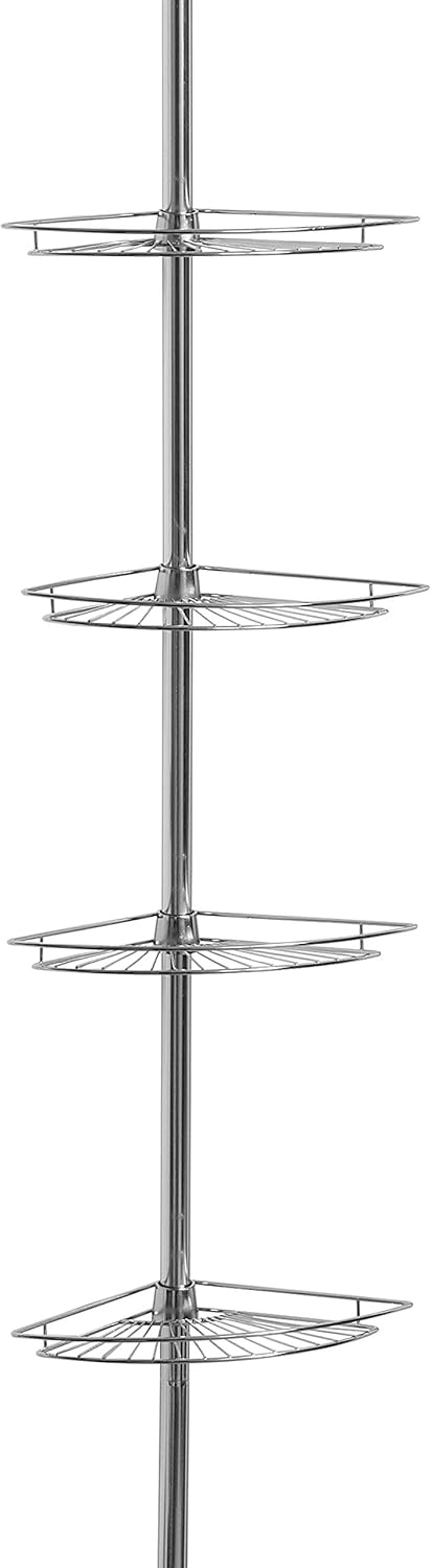 Zenna Home 2130NN Shower Tension Pole Caddy, Satin Nickel Pack of 2