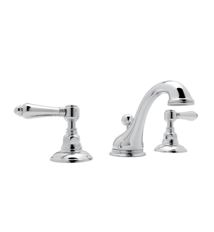 Rohl Viaggio C-Spout Widespread Bathroom Faucet, Unlacquered Brass