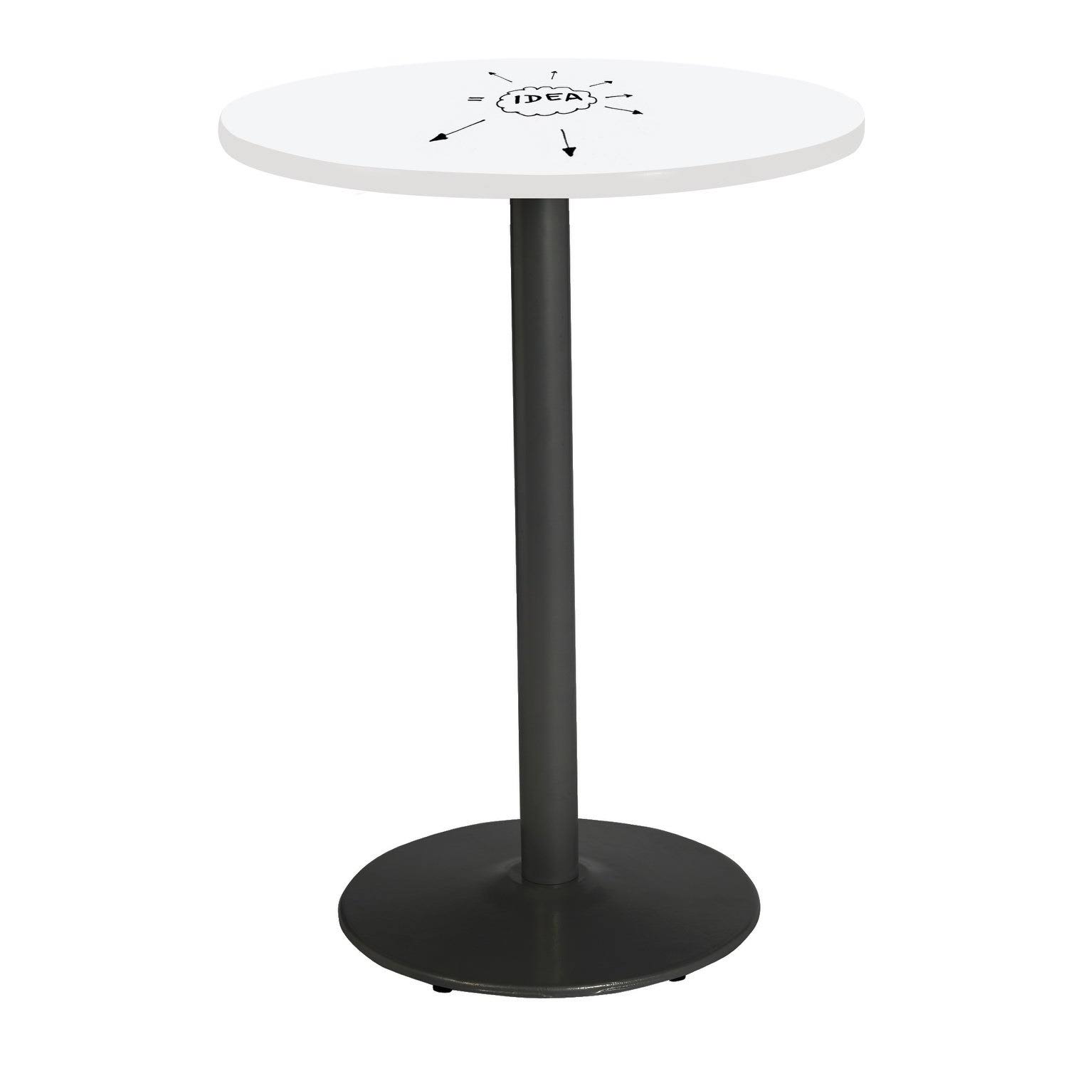 KFI Whiteboard Pedestal Table, Round Base - 36x22 W x 36x22 D x 41x22 H - Black