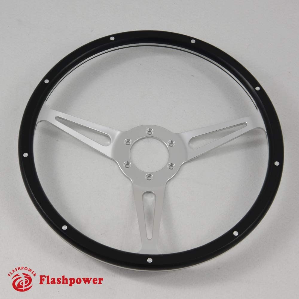 14'' Laminated Black Forest Wood Steering Wheel with Horn Button