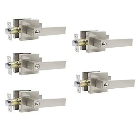 5 Pack Probrico Interior Bedroom Entrance Door Lever Doorknobs Door Lock One Keyway Entry Keyed Entrance Lockset in Satin Nickel