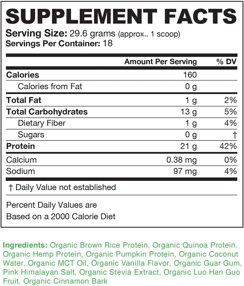 Detox Organics Plant Based Protein Powder, Creamy Vanilla - Vegan, Low Carb, Non Dairy, Gluten Free, Lactose Free, No Sugar Added, Non-GMO - Made with Hemp, Brown Rice, Pumpkin, and Quinoa Pack of 2