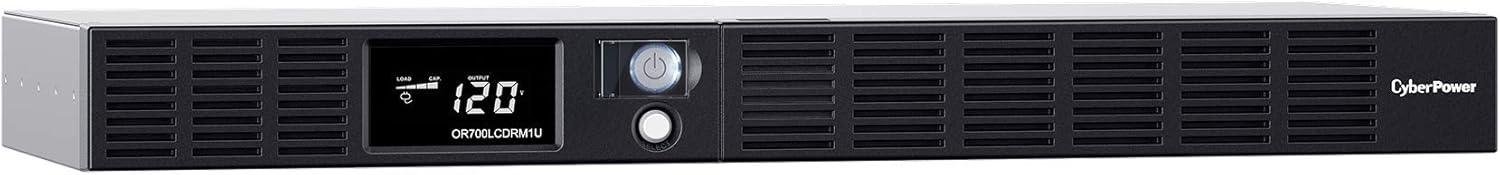 CyberPower OR700LCDRM1U Smart App LCD UPS, 700VA/400W, 6 Outlets, AVR, 1U Rackmount