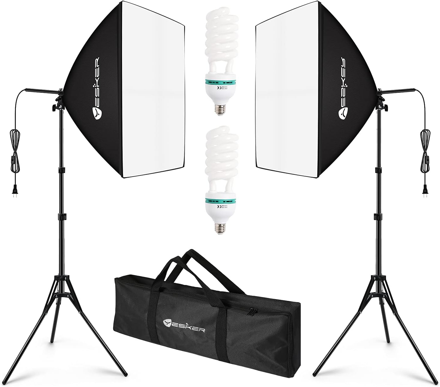 Yesker Softbox Photography Lighting Kit Continuous Photo Studio Equipment with 20x28 inch Reflector and 5500K Bulbs (2 Soft Boxes) Pack of 2