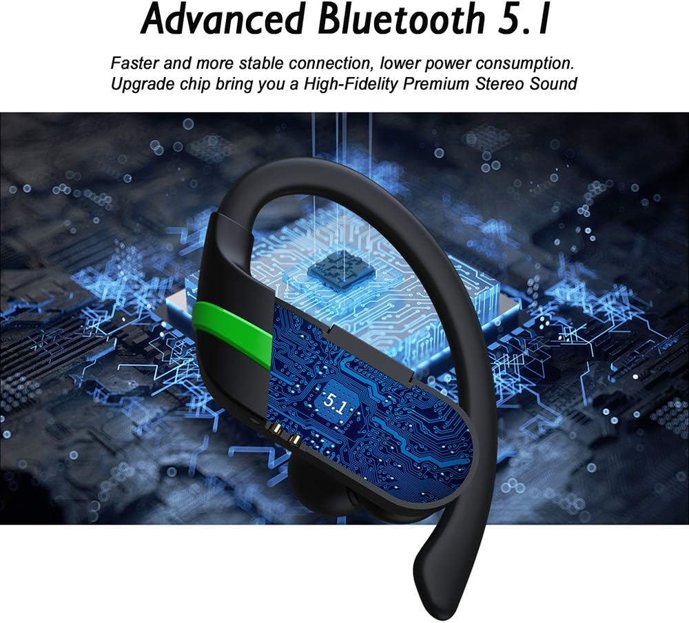Wireless Earbuds Sports Chstarina Bluetooth 5.1 Earbuds IP7 Waterproof Wireless Headphones In-Ear with Charging Case Ear Hook 40H Playtime Deep Bass Ear Buds Noise Cancelling Earphones for Gym Running Pack of 2