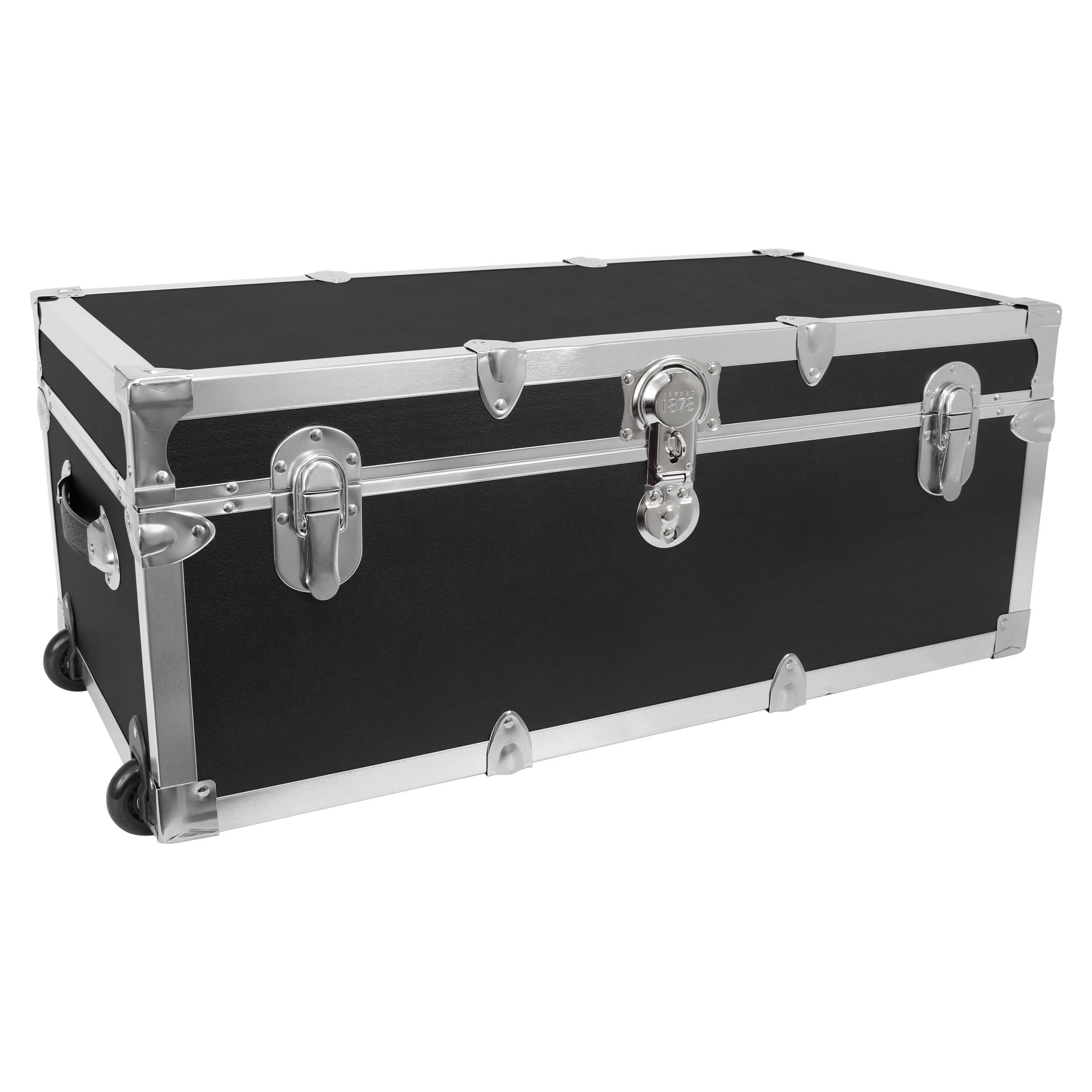 Seward Trunk Traveler 30 in. Locking Trunk with Wheels Black