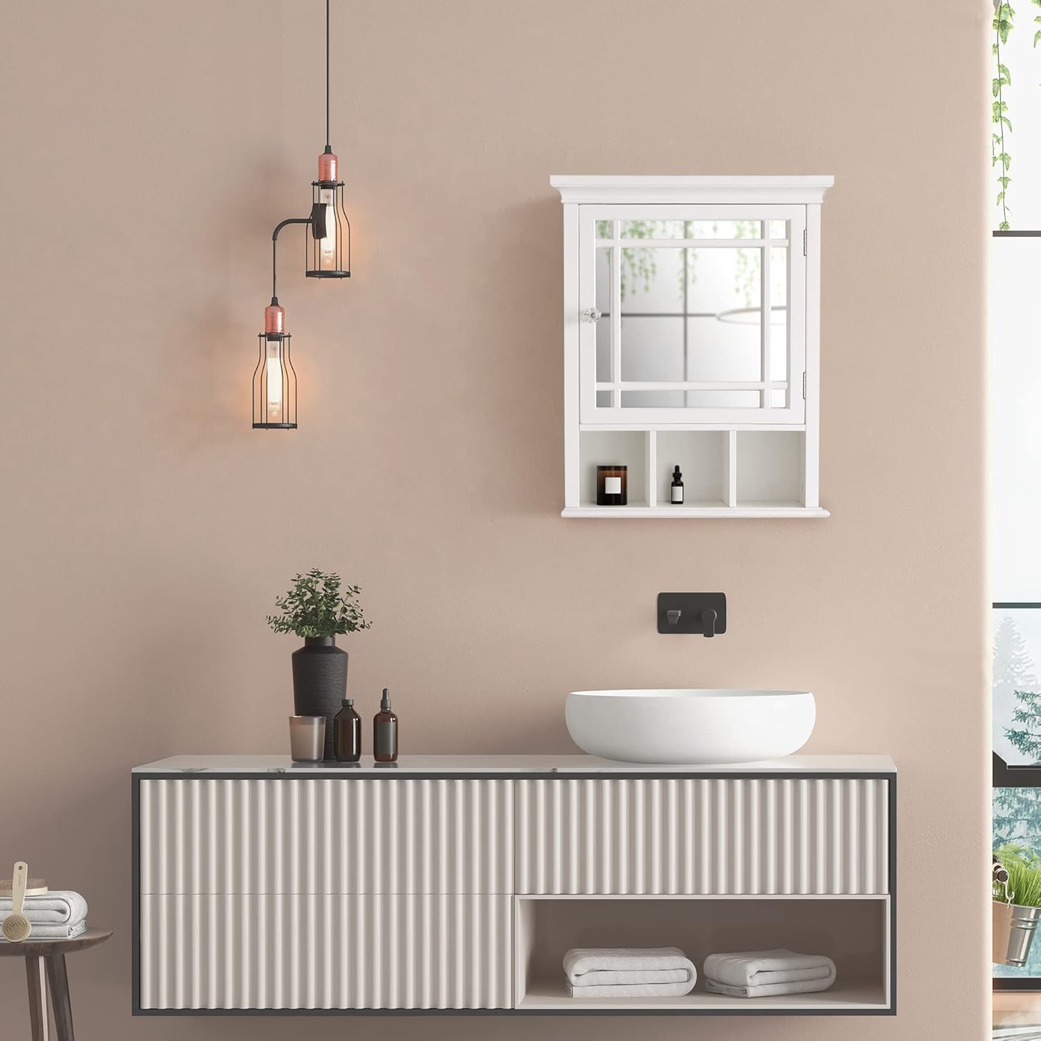 Elegant Home Fashions Neal Bathroom Cabinet, One Size, White Pack of 2