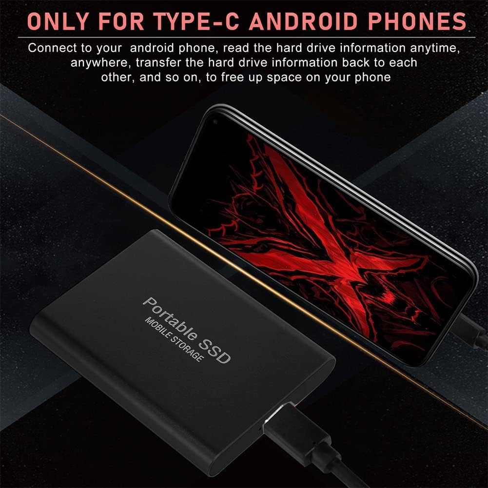 Portable SSD Portable External Solid State Drive 2TB, Mobile Drive, USB 3.1 Gen 2, Reliable Storage for Gaming, Students, Professionals (2TB, Black) Pack of 2