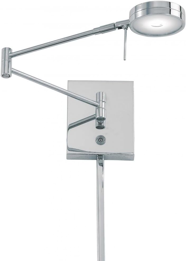 George Kovacs P4308-077, Georges Reading Room, 1 Light LED Swing Arm Lamp, Chrome