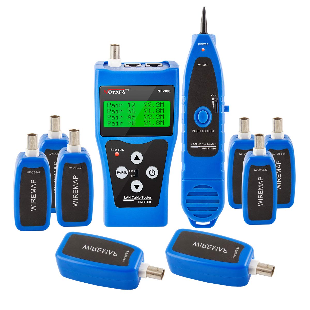 Noyafa PP1888 NF-388 FOME Multipurpose Network Cable Tester Tracker with 8 Far-End Jacks for Test Ethernet LAN Phone Wire USB Coaxial (Blue)+ FOME Gift Pack of 2