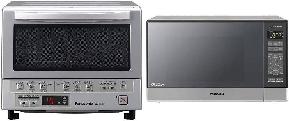 Panasonic FlashXpress Compact Toaster Oven - 4 Slice & Microwave Oven NN-SN686S Stainless Steel Countertop/Built-In with Inverter Technology and Genius Sensor, 1.2 Cubic Foot, 1200W